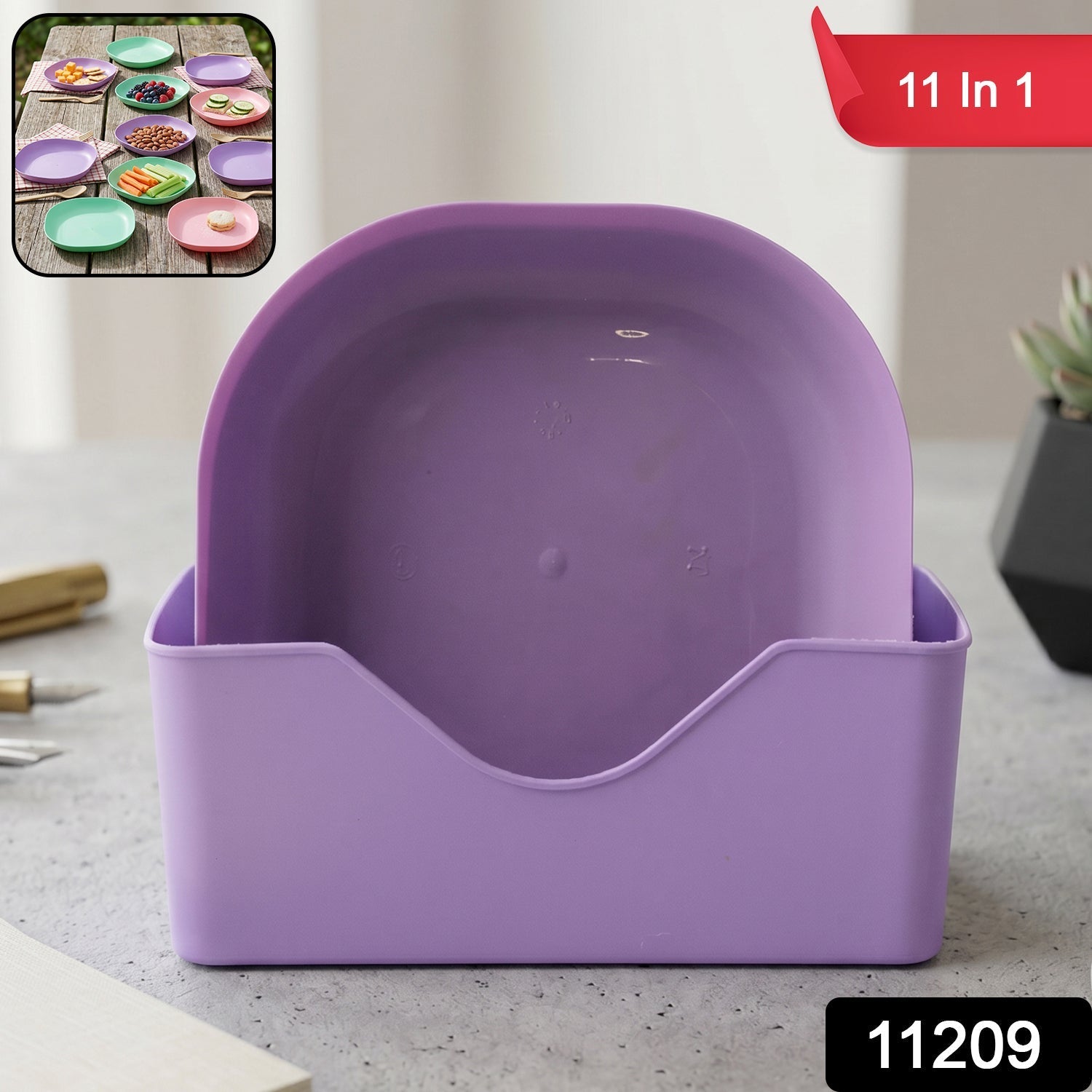 11 in 1 Multipurpose Plastic Snack Serving Tray Plates  (1 Set)