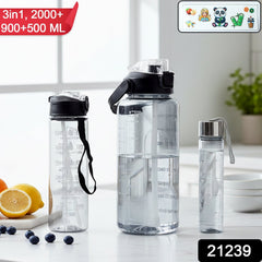 3 in 1 Multipurpose Water Bottle Set(2000 ML+ 900 ML+ 500 ML, 3 Pc Set)