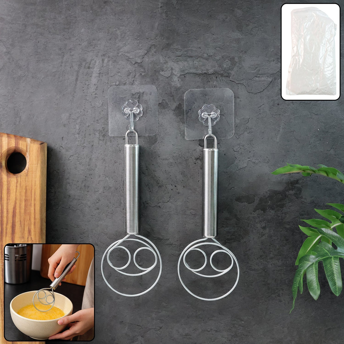 2-Piece Stainless Steel Spiral Hand Whisk - (2 Pc / Set)